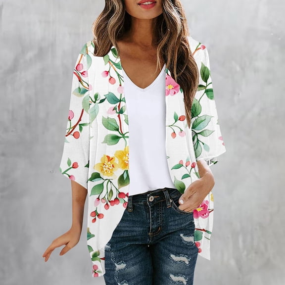 Wowcloth Woman's Cardigan Vintage Print Long Sleeve, Lightweight for Seasonal Wear, Casual Daily Use