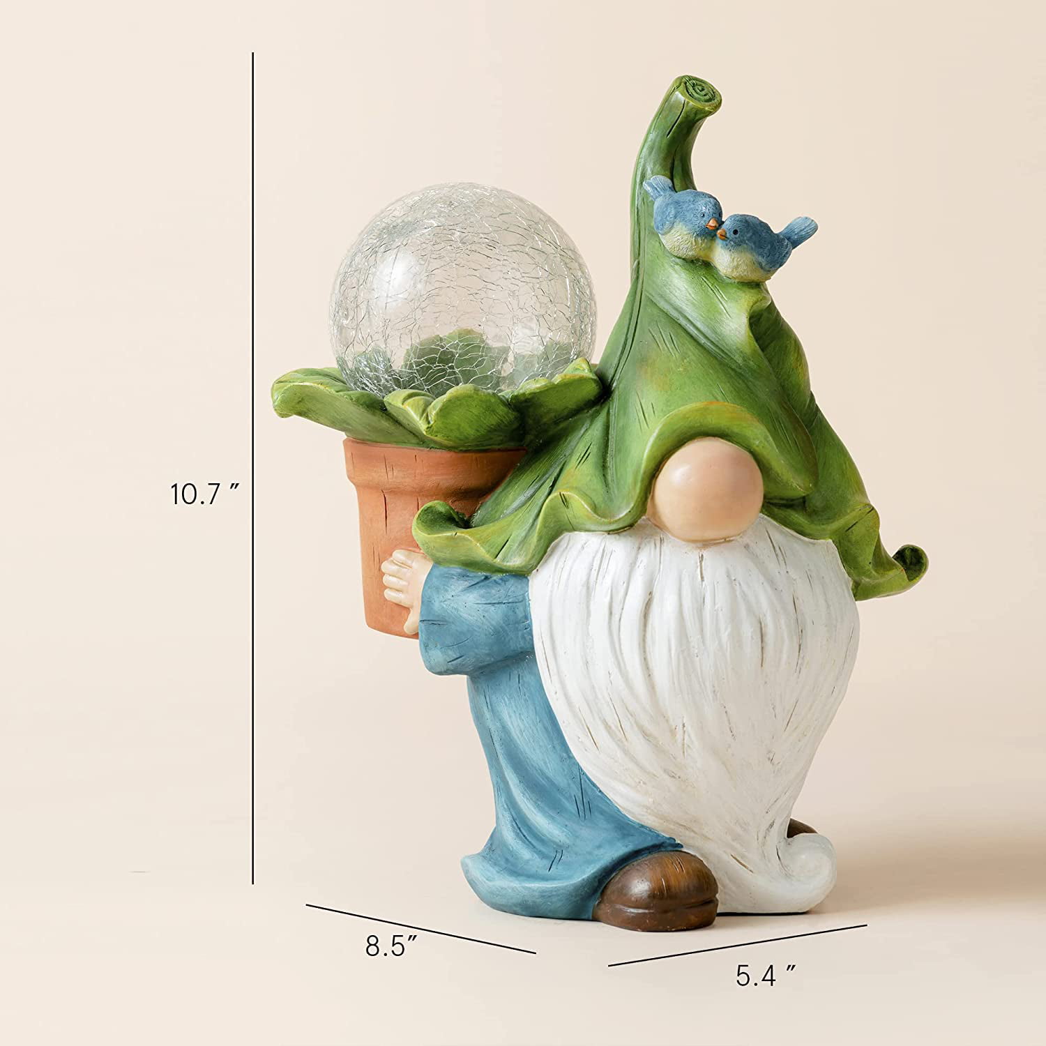 Garden Gnome Statue,Resin Outdoor Solar Garden Decor Carrying Magic Orb LED Lights,Outside Decorations for Patio Yard Porch Lawn,Ornament Gift