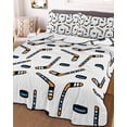 thumbnail image 3 of Quilts Twin Size Bedding Set, Ice Hockey Sport Lightweight Quilted Comforter, Cartoon Classic Hockey Pattern Soft Reversible Bedspread Coverlet with Pillow Covers for All Season, 68" x 86", 3 of 7