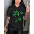 thumbnail image 2 of Women's St. Patrick's Day Clover Print T-Shirt Soft, Casual Crew Neck Short Sleeve Top, 2 of 6