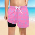 thumbnail image 2 of LIIPEE Boys Girls Swimwear Cartoon Coconut Tree Printed Stretch Elastic Waist Drawstring Swim Trunks Shorts With Liner Big Boys Versatile Daily Swim Wear,Hot Pink,7-8 Years, 2 of 4