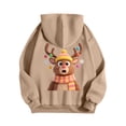 thumbnail image 6 of Kaprioy Womens Graphic Hoodies Surprised Elk Prints Winter Oversized Sweatshirt Christmas Fall Fashion Long Sleeve Clothing Khaki, XL, 6 of 8