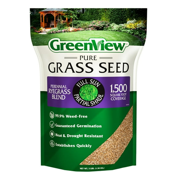 GreenView Pure Grass Seed Perennial Ryegrass Blend, 3 lb. Bag – Covers up to 1,500 sq. ft.