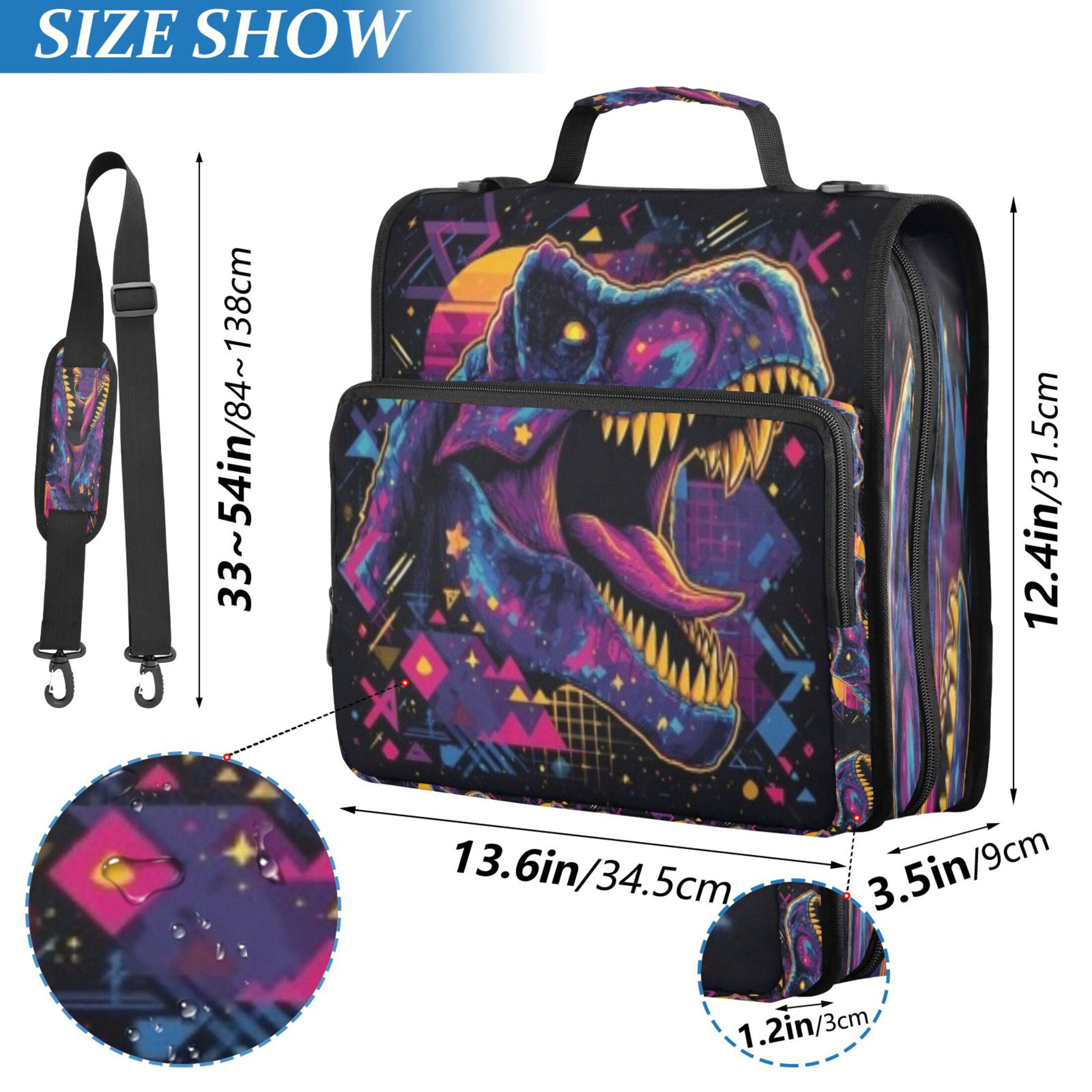 DIXRUYEE Zipper Binder trapper keeper Documents Organized Sunset Cosmic T-rex Printed