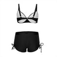 thumbnail image 3 of Women's Fashion Two-piece Bikini Boxers Swimsuit Solid Color Sports Swimsuit, 3 of 7