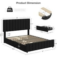 thumbnail image 2 of Queen Size Linen Upholstered Platform Bed Frame with 4 Storage Drawers, Adjustable Headboard and Wooden Slats Support, No Box Spring Needed, Black, 2 of 9
