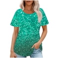 thumbnail image 1 of Pisexur Hauts pour Femmes, Blouses Habillées Décontractées pour Femmes, Hauts de Printemps pour Femmes, Haut Décontracté à Manches Courtes et Col Rond Ample Uni Multicolore, m, 1 of 1