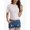 White, variant on Women's Casual Round Neck Crop Top Summer Short Sleeve Twist Front Blouse