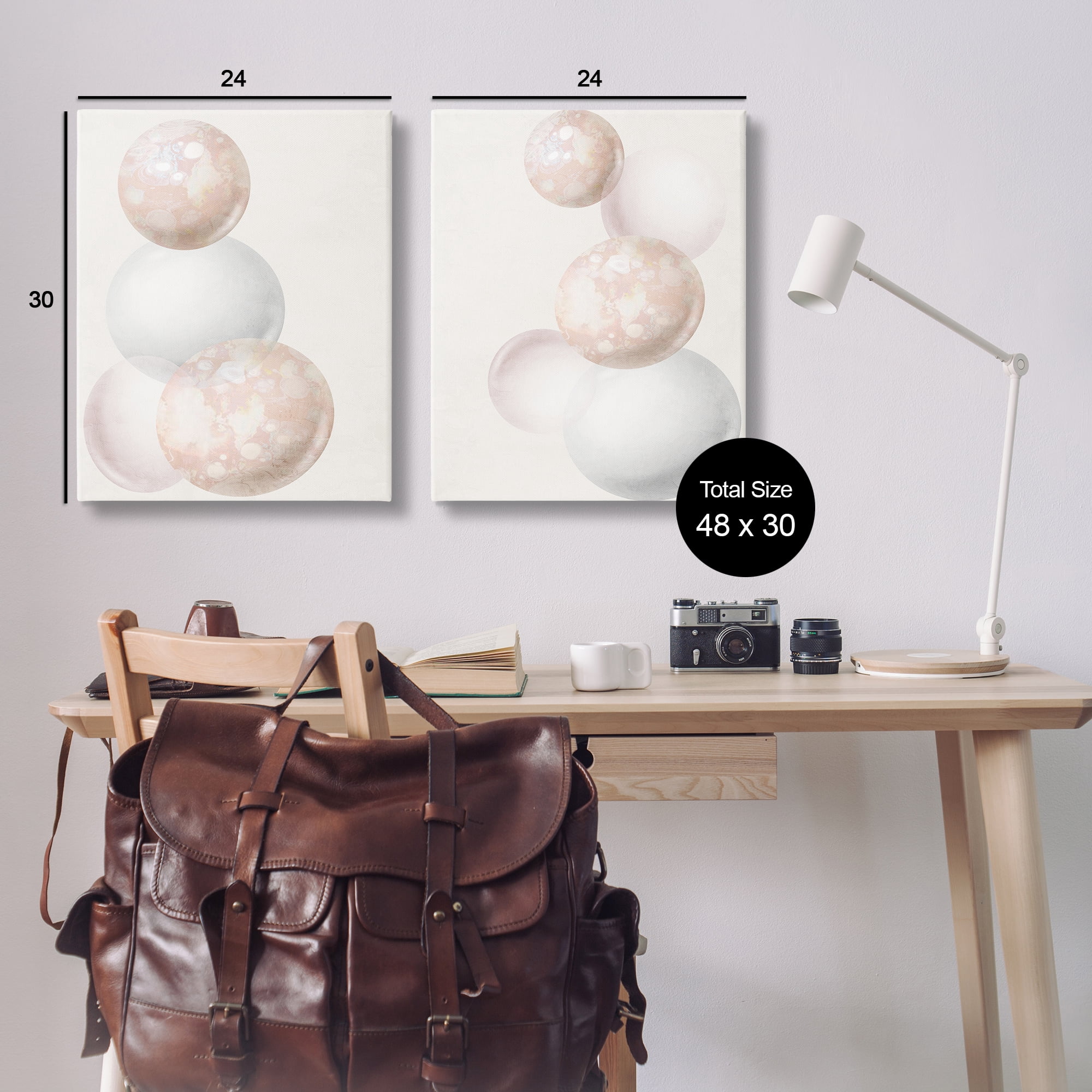 Stupell Industries Stacked Spheres Speckled Abstract Painting Wrapped Canvas Art Print Wall Art, 24 x 30, Set of 2