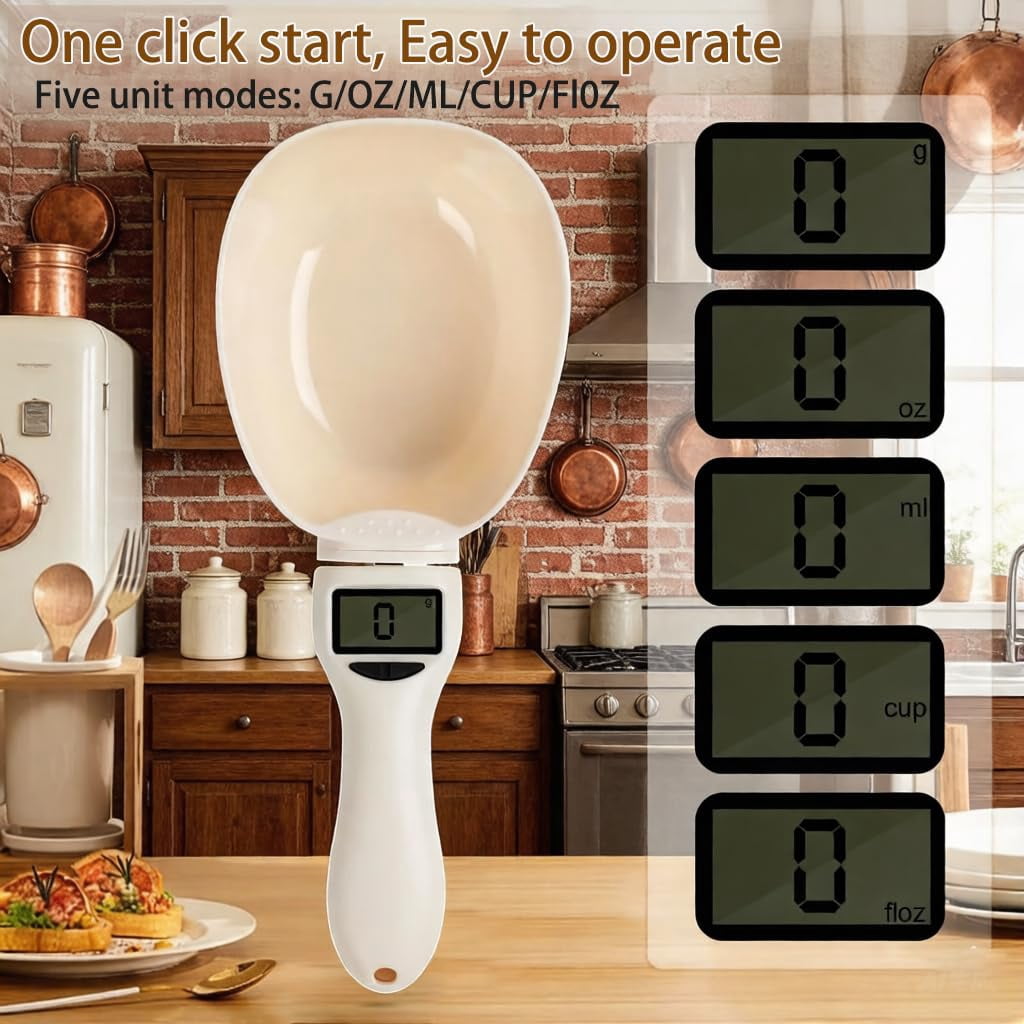 Digital Electric Measuring Spoon Scale, High Accuracy Kitchen Food Scale with LED Screen, Multi-Unit Weight Measuring Tool, Removable Handle Design for Home Cooking and Baking