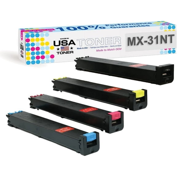 MADE IN USA TONER Compatible Replacement for Sharp MX31NT, MX-2600N, MX-3100N CMYK,4 Pack