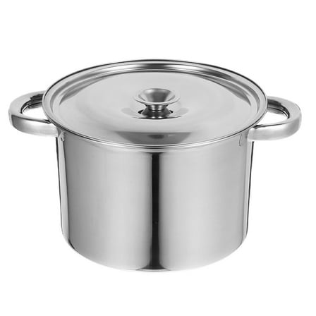 HOMEMAXS Stainless Steel Cooking Pot with Lid for Kitchen Use Silver Large Capacity 5.3