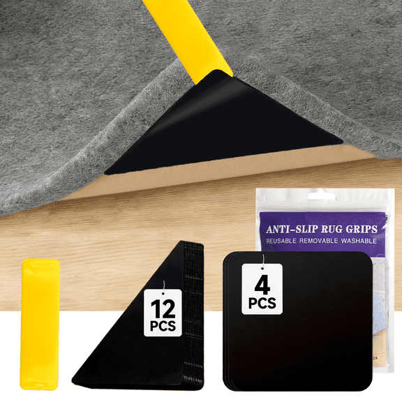16 pcs Non Slip Rug Gripper Tape for Hardwood Floor Carpet Area Rugs Tile Rug Pad Carpet Tape, Removable Anti-Slip Corner Rug Pads