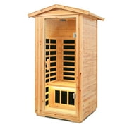 KUNSANA Outdoor Sauna Far Infrared Saunas for 1 Person Old Fir Wood Therapy Light 1560W