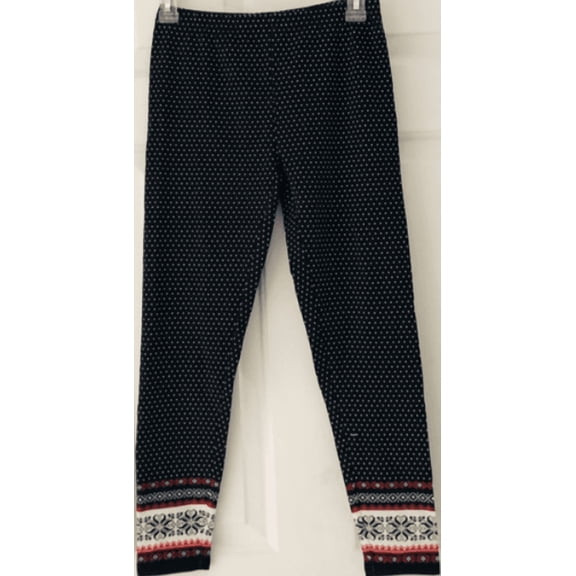 Polo Ralph Lauren Girls BLACK MULTI Nordic Print Jersey Leggings M (8-10)