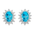 thumbnail image 1 of 14k White Gold Oval Blue Topaz And Diamond Earrings, 1 of 2