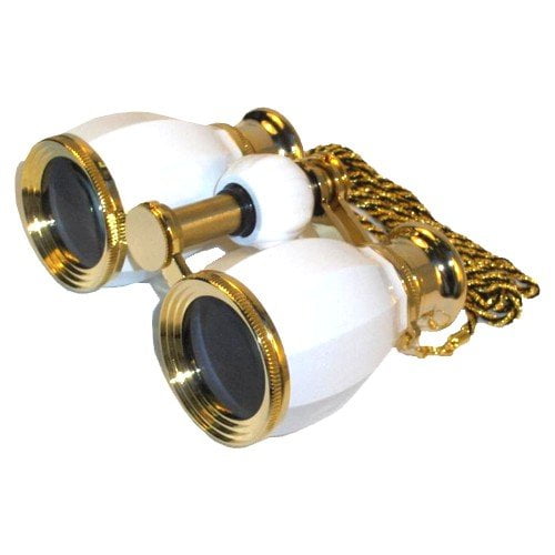 Improved Black Opera Glasses with Gold Trim /& Elegant Lorgnette Foldable Handle