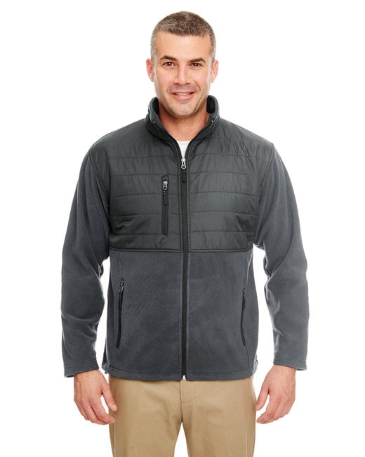 UltraClub Men's Fleece Jacket with Quilted Yoke Overlay - Walmart.com