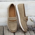 thumbnail image 5 of Women's Suede Leather Casual Penny Loafers Ladies Retro Classic Flats Dress Shoes Comfortable Slip On Fashion Boat Shoes Brown Size 6, 5 of 9