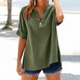 thumbnail image 2 of Baberdicy Oversized Collar Shirts - Women's Loose Fit Solid Color Tops (Breathable Linen, Office to Weekend) Green S, 2 of 8