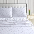 thumbnail image 4 of Tribeca Living Soft 170-GSM Cotton Flannel Printed Extra Deep Pocket Sheet Set Floryn Soft Blue Queen Floral, 4 of 5