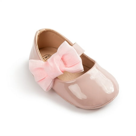 

Meckior Baby Girls Dress Shoes Infant Mary Jane Flats Bowknot Soft Sole Crib Shoe for Newborn 3-18 Months