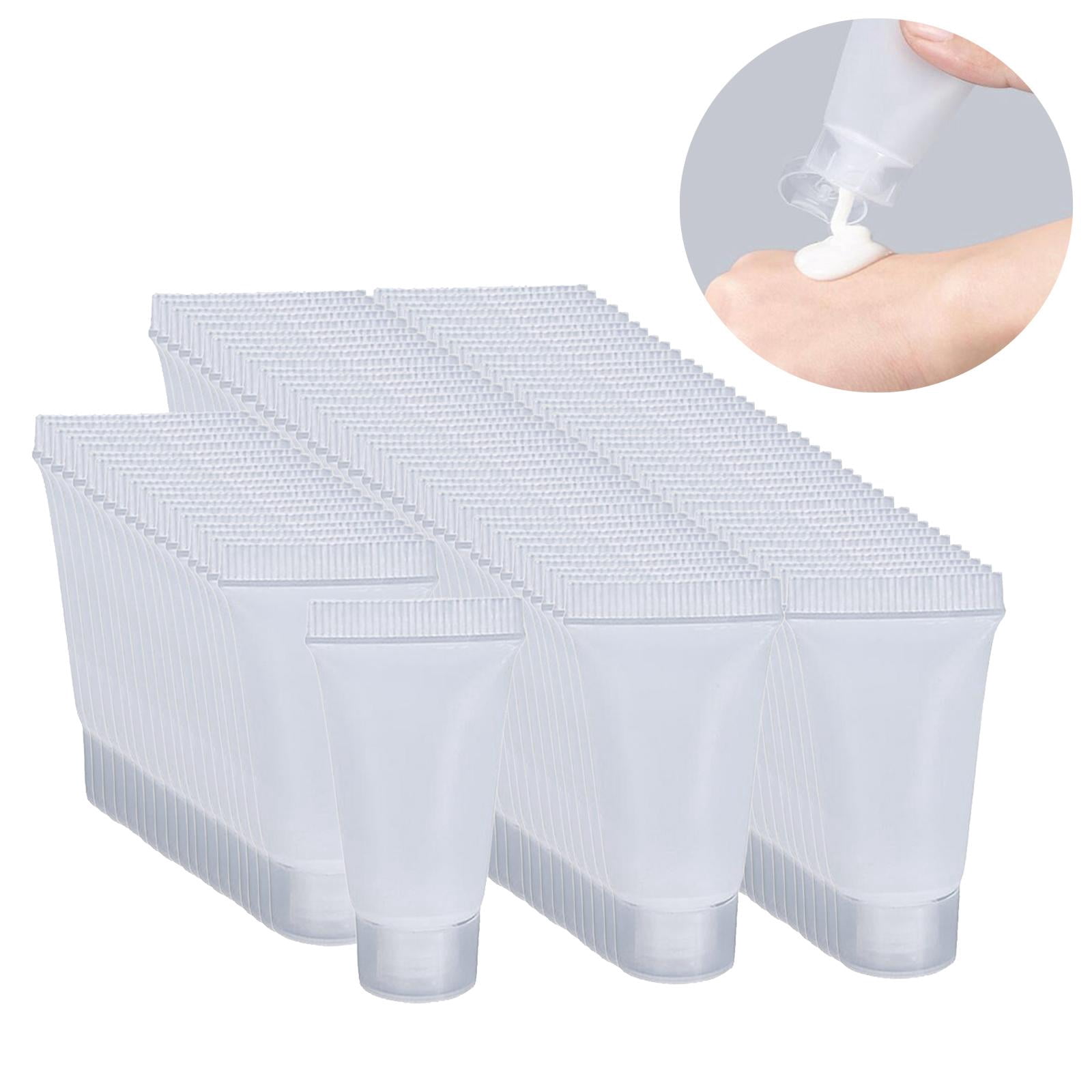 EHJRE 100Pcs Empty Bottle 5ml with Caps Refillable Portable Plastic .Container . .Shampoo Squeeze Bottle .Hand Lotion Travel - glossy white
