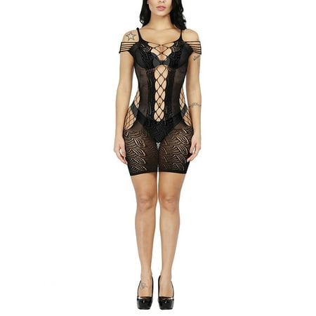 Wancir Lingerie for Women Teddy Bodysuit with Garter Belt Lace Babydoll Full Slips