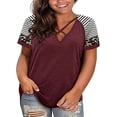 thumbnail image 1 of Camisa de manga corta con cuello en V para mujer, talla grande, informal, de verano, suelta, túnica de gran tamaño, camiseta XXXL ER, 1 of 2