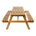 thumbnail image 3 of Shoreham 59" Modern Classic Outdoor Wood Picnic Table Benches with Umbrella Hole, Teak Brown, 3 of 10