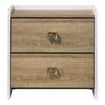 thumbnail image 2 of Furniture of America Mavric Modern Wood 2-Drawer Two-Tone Nightstand with Raised Top Edge, Dusty Oak and White, 2 of 7