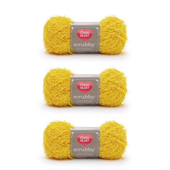 Red Heart Scrubby Duckie Yarn - 3 Pack of 100g/3.5oz - Polyester - 4 Medium (Worsted) - 92 Yards - Knitting/Crochet