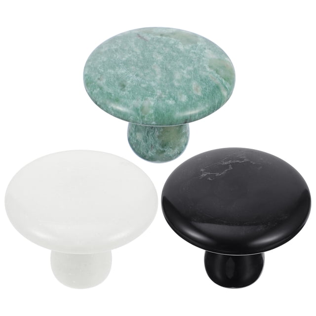 EeaseMX 1 juego de 3 piedras de jade con forma de hongo, aceite esencial facial, piedra energética con mango