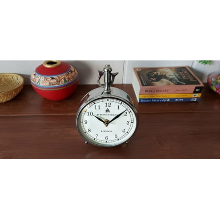 Steel 49 Bond Street London Desk Clock - Classic Elegance and Modern Functionality