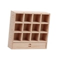 thumbnail image 2 of figatia Doll House Display Shelf with Drawer Wooden Mini 12 Compartment Locker Model for, 2 of 9