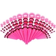thumbnail image 2 of rygai 50Pcs Ear Expander Double O-Rings Flared Tunnels Three-piece Suit Hypoallergenic Body Piercing Jewelry Set Smooth Surface Finish Acrylic Tapers And Plugs Silicone Tunnels Perfect Gift,Pink, 2 of 8