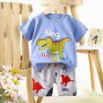 thumbnail image 3 of Toddler Baby Boy Summer Outfit Short Sleeve Cartoon Print T Shirt Shorts Dinosaur Sets 6 12 18 24 Months 2T 3T 4T 5T 6T 7T 8T Kids Casual Outfit, 3 of 5