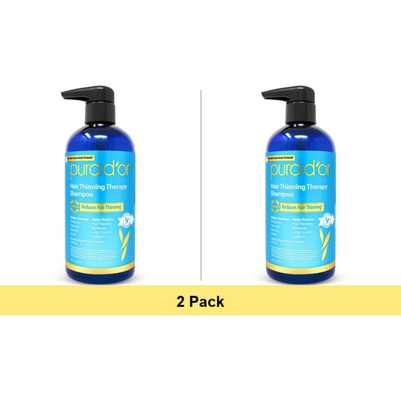 PURA D'OR Hair Thinning Therapy Biotin Shampoo ORIGINAL Scent, 16 Fl Oz - 2 Pack