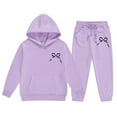 thumbnail image 4 of Kids Girls Boys Sweatsuit 2 Piece Track Suit Sweat Suits for Girls Cute Bow Sweatshirt and Jogger Sweatpants Set,Light Purple 8-9 Years, 4 of 4