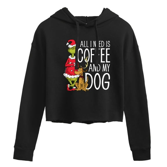 All I Need Is Coffee And My Dog - Juniors Cropped Pullover Hoodie