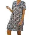 thumbnail image 3 of hirigin Summer Loose Breathable Dresses for Women, V-neck Short Sleeve Cool Floral Printing Temperament Leisure Style Middle Skirt, 3 of 5