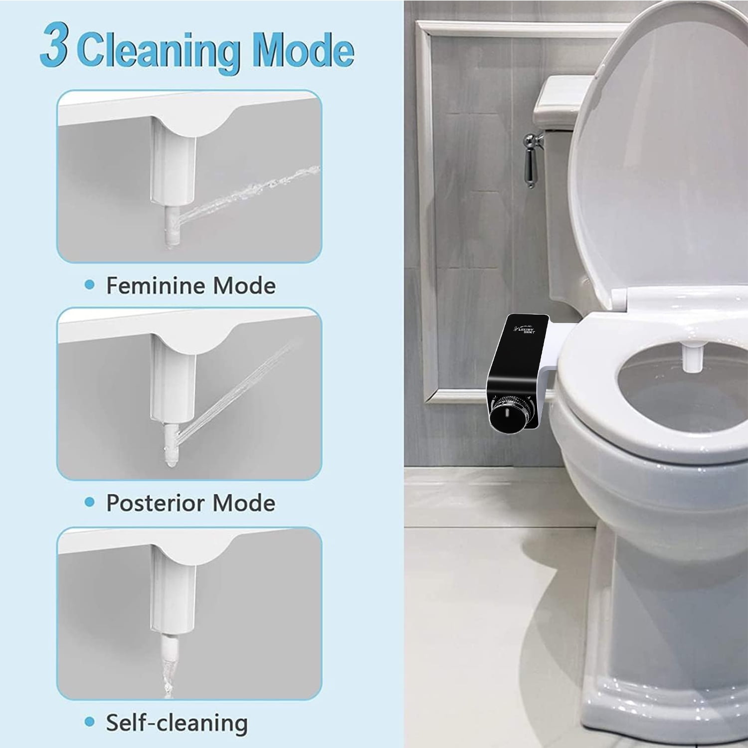 Behome Bidet Attachment for Toilet, Non-Electric Bidet Attachment for Toilet Seat, Easy Install Bidet Toilet Seat Attachment with Adjustable Water Pressure
