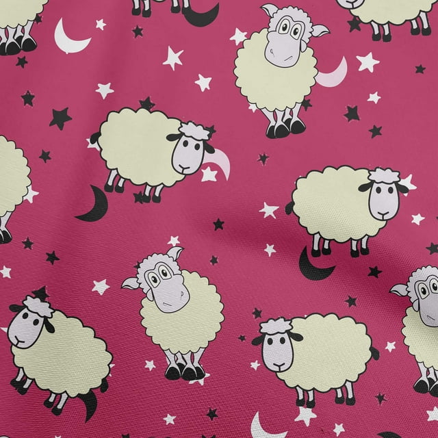 oneOone Rayon Magenta Fabric Kids Sheep Sewing Craft Projects Fabric Prints By Yard 56 Inch Wide