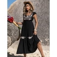 thumbnail image 5 of Women's Embroidered Square Neck Ruffle Hem Dress with 60% viscose Fabric for Silky Draping and Lightweight Comfort, 5 of 14