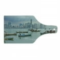 thumbnail image 1 of Landscape Cutting Board, Anchored Fishing Boats Skyscrapers Panama Cityscape Pacific Coast Central America, Tempered Glass Cutting and Serving Board, Wine Bottle Shape, Multicolor, by Ambesonne, 1 of 1