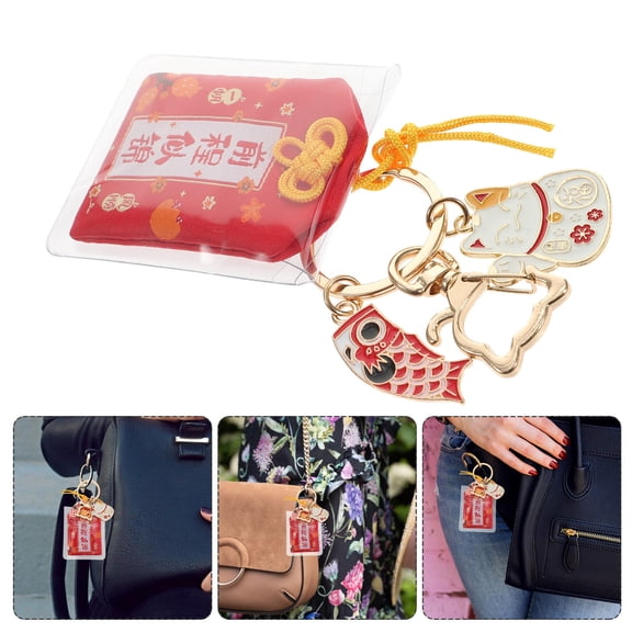 LEORX Lucky Keychain Charm Red Cloth 1Pcs Omamori Keychain Decor for Daily Use