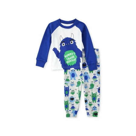 Long Sleeve Raglan 'Mommy's Cuddle Monster' Monster 2 Piece Pajama Set (Toddler (Best Place For Newborn To Sleep)