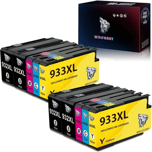 Wolfgray Compatible 932XL 933XL Ink Cartridges Replacement for HP 932 933 XL Ink, Replacement for HP Officejet 7510