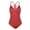 Coral Red, variant on Firpearl Women's One Piece Swimsuits V Neck Hand-Braid Macrame Ruched Slimming Tummy Control Bathing Suit