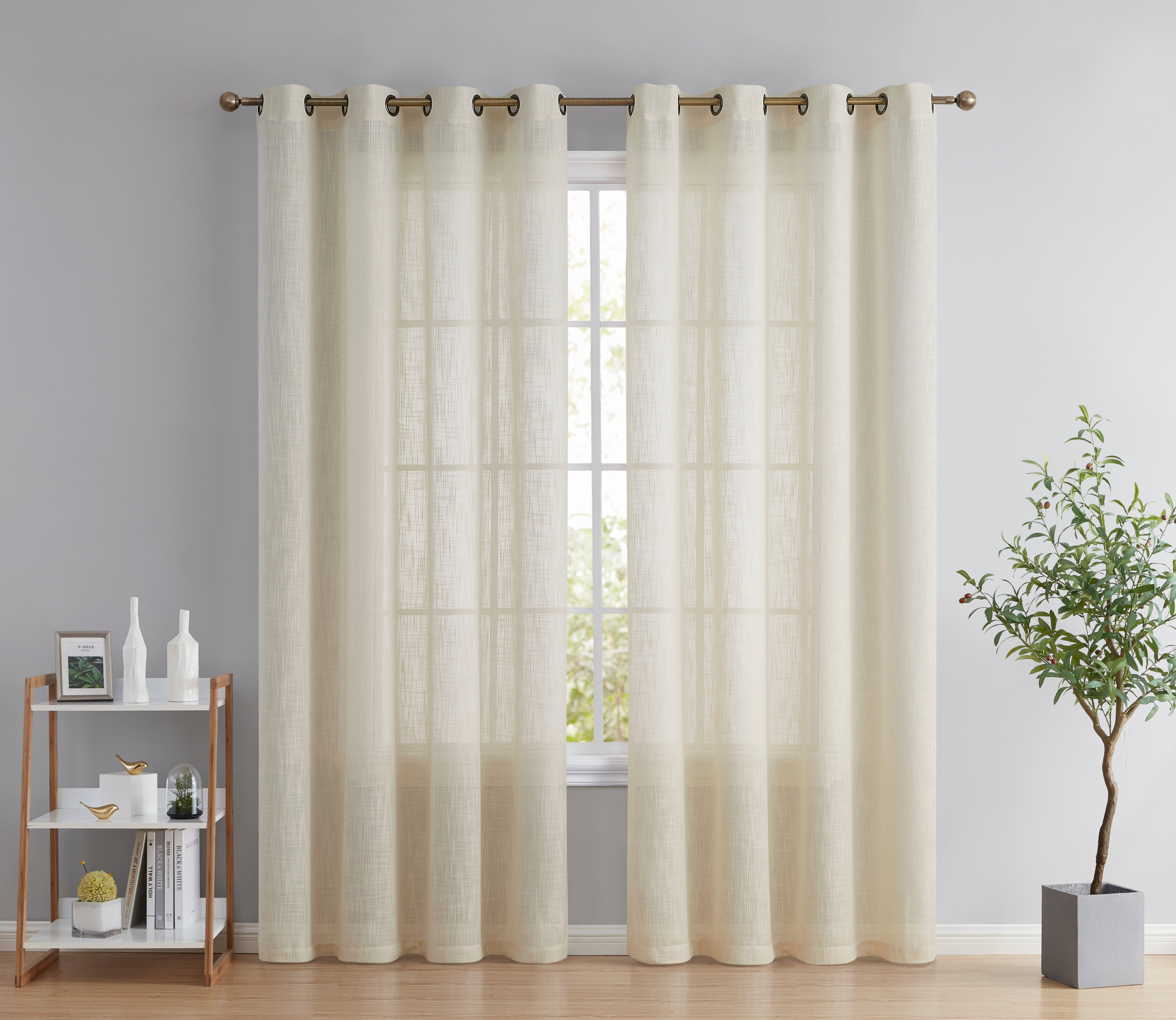 Archaeo Textured Cotton Blend Sheer Curtain 54 x 63 Blush